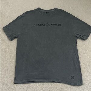 Crooks & Castles Charcoal Gray Logo Crewneck Tee